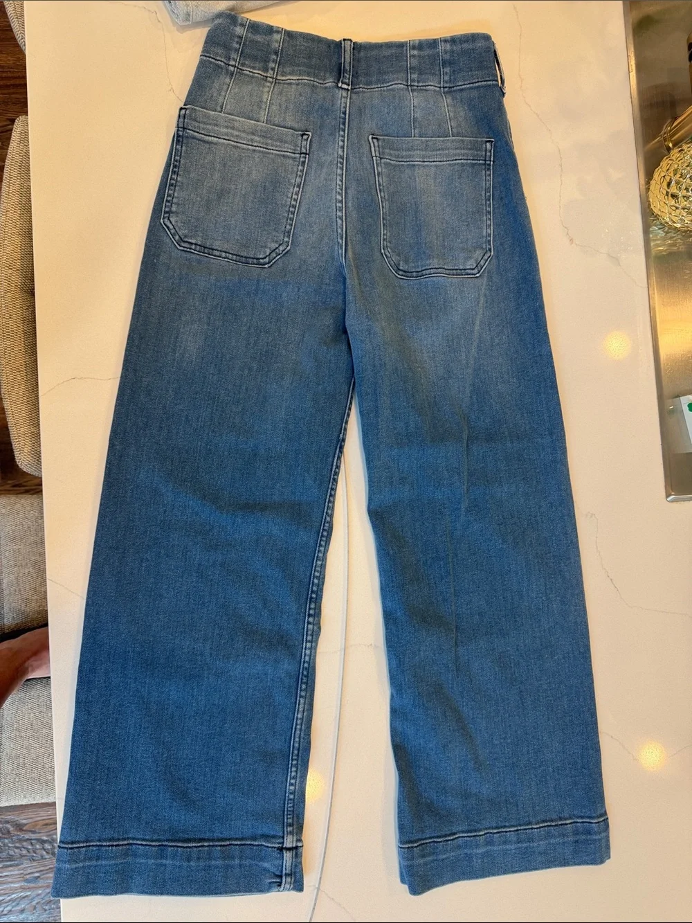 The Colette Denim Cropped Wide-Leg High-Rise Jeans by Maeve